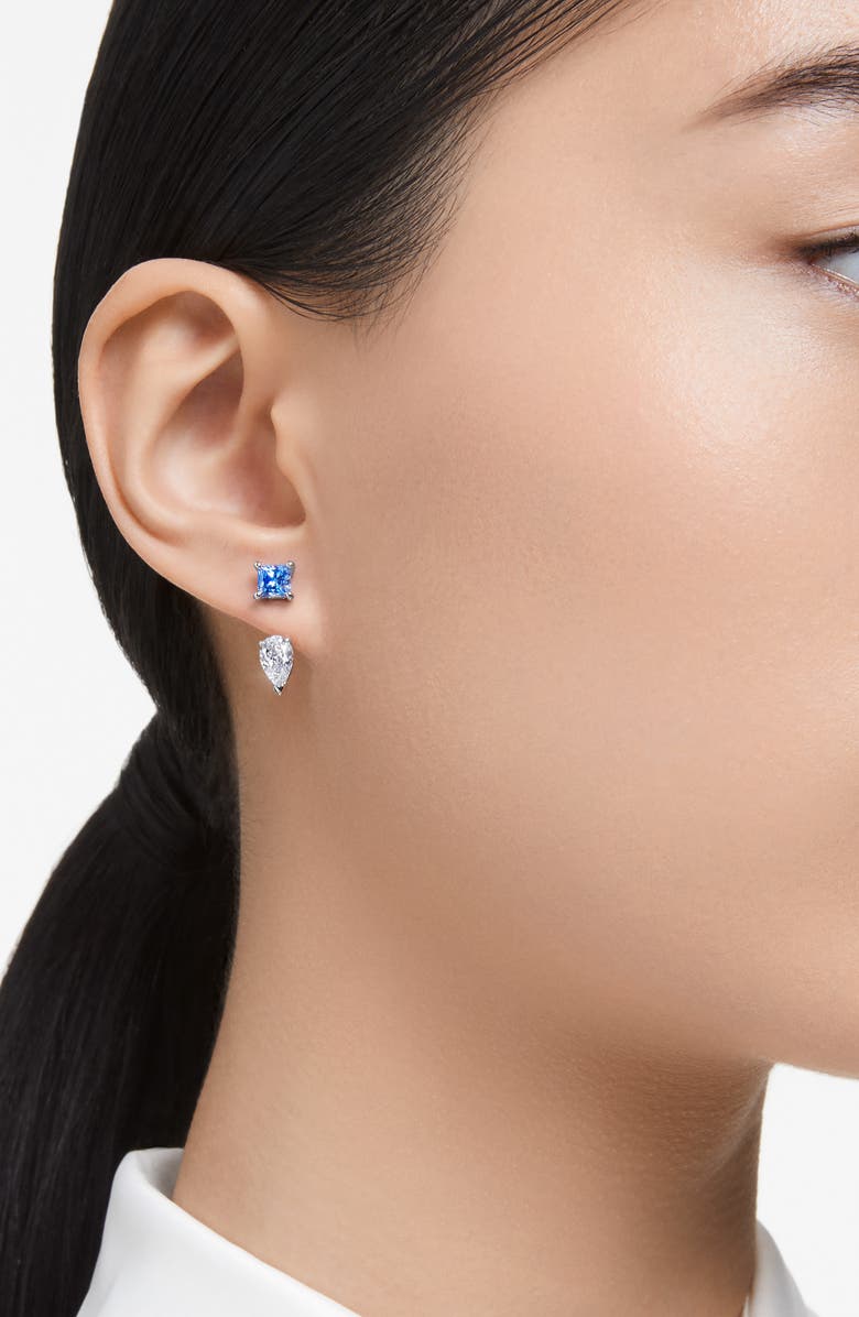 Swarovski Mesmera Zirconia Jacket Earrings, Alternate, color, Blue
