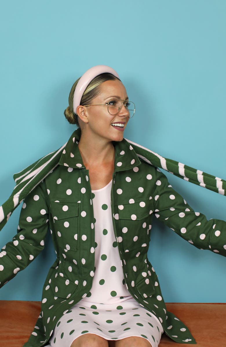 Halogen<sup>®</sup> x Atlantic-Pacific Polka Dot Utility Jacket, Alternate, color,