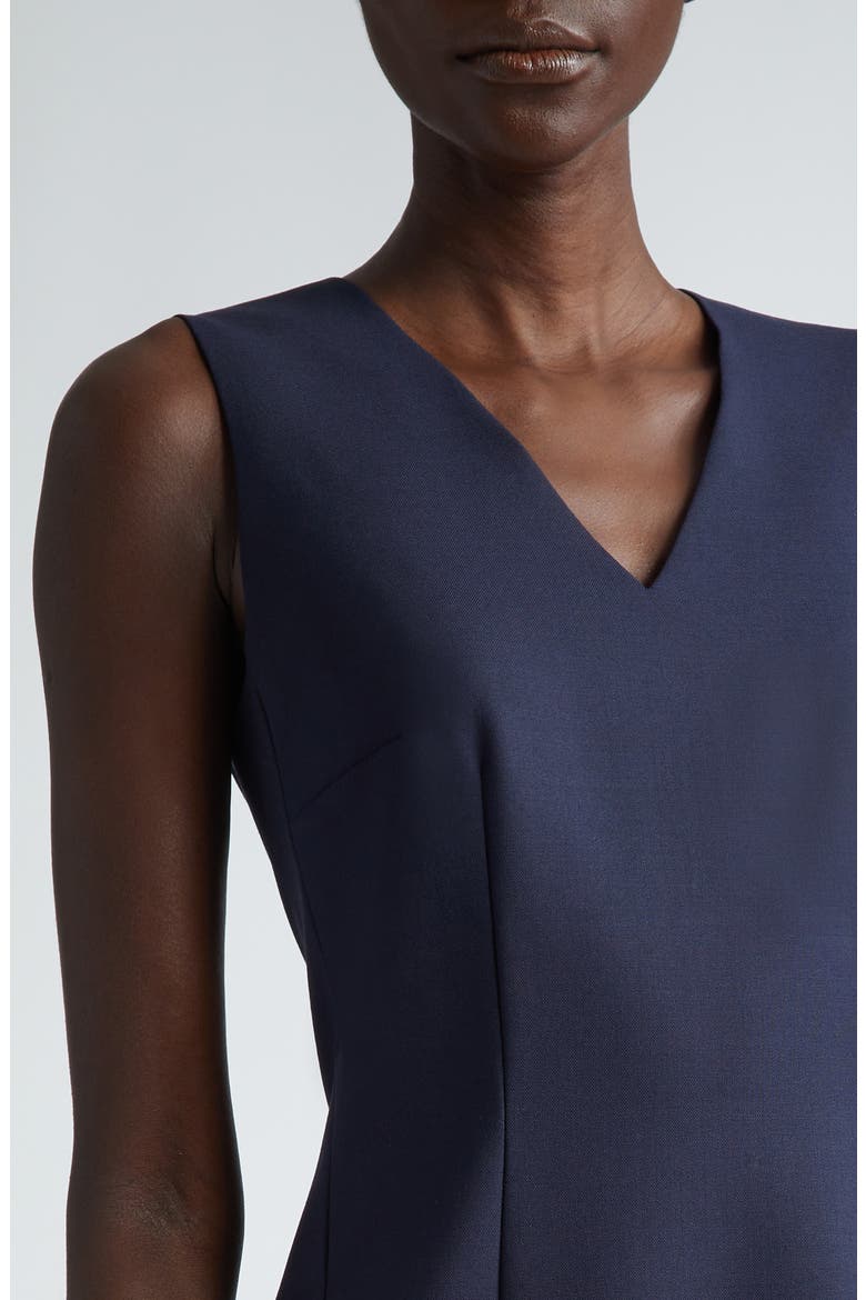 Stretch Wool V-Neck Sheath Dress, Alternate, color, INK