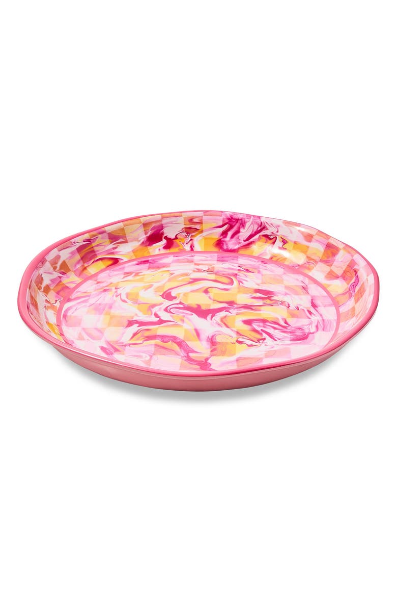 MACKENZIE CHILDS Pink Marble Check Melamine Large Platter, Main, color, Pink