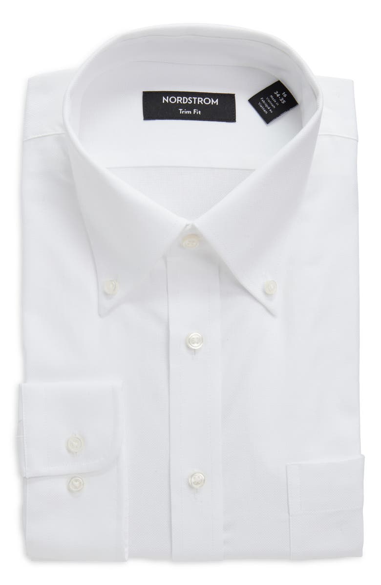 Nordstrom Trim Fit Royal Oxford Solid Dress Shirt, Main, color, White Royal Oxford