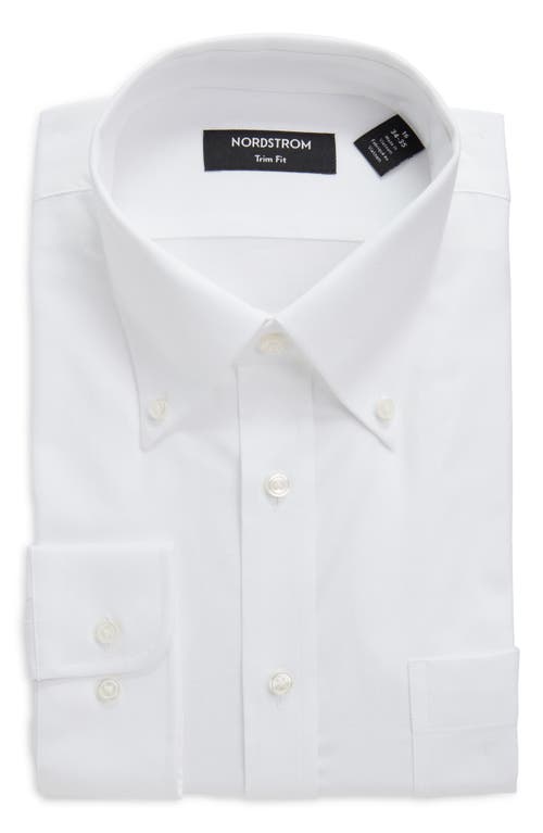 Nordstrom Trim Fit Royal Oxford Solid Dress Shirt in White Royal Oxford 
