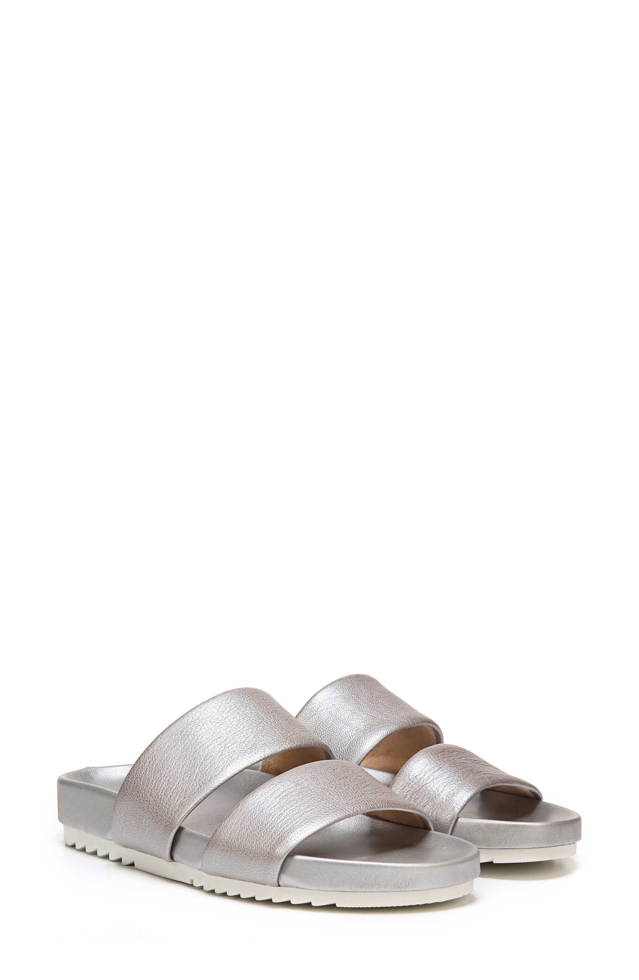 Amabella Slide Sandal, Main, color, SILVER LEATHER