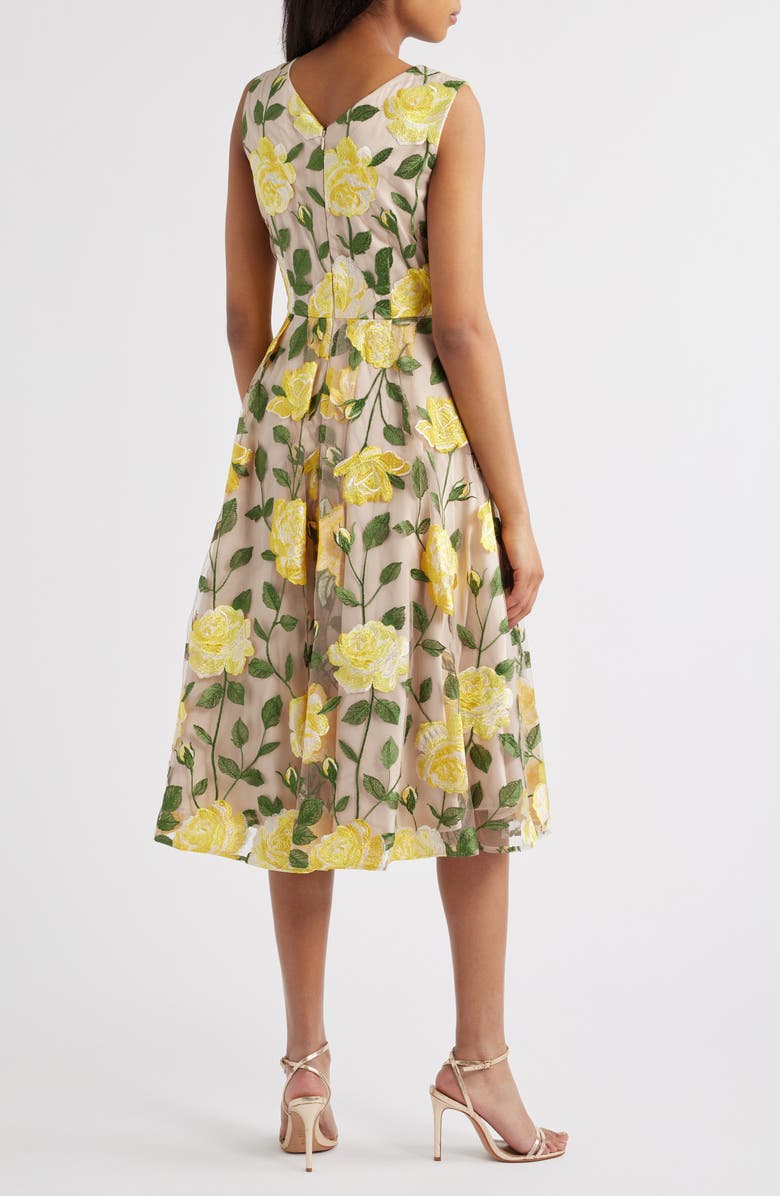 Tahari ASL Floral Embroidered Sleeveless Dress, Alternate, color, 