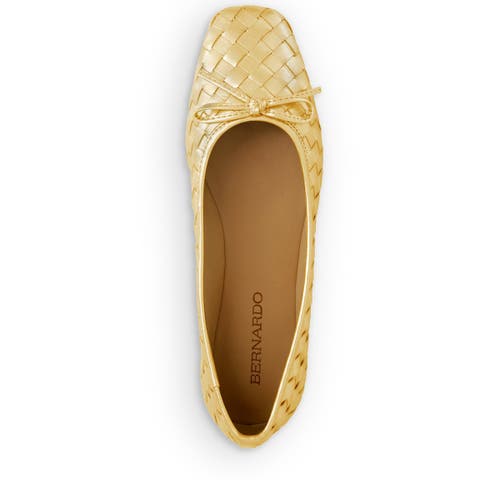 Bernardo Footwear Gwynn Woven Ballet Flat In Gold