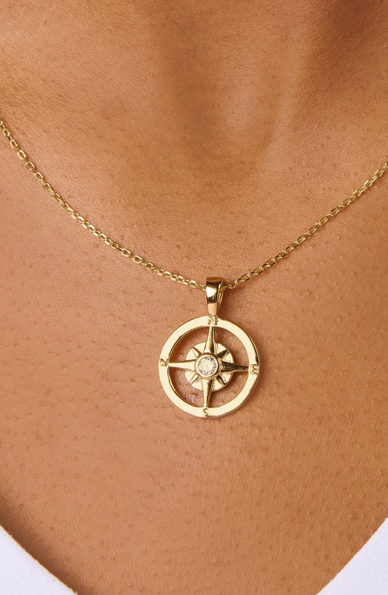 Little Sky Stone Compass Pendant Necklace, Alternate, color,