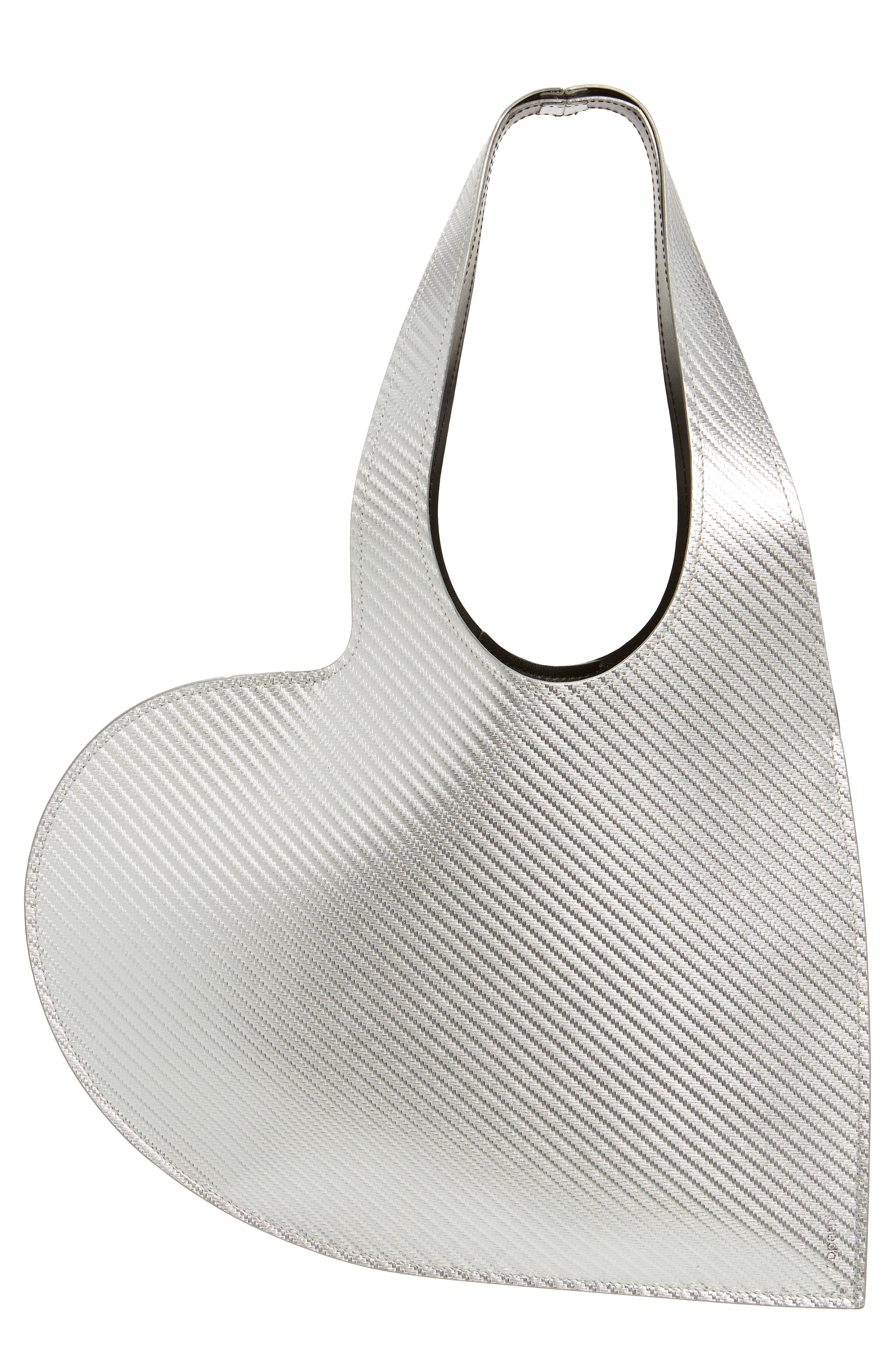 Coperni Mini Heart Leather Tote, Main, color, Silver