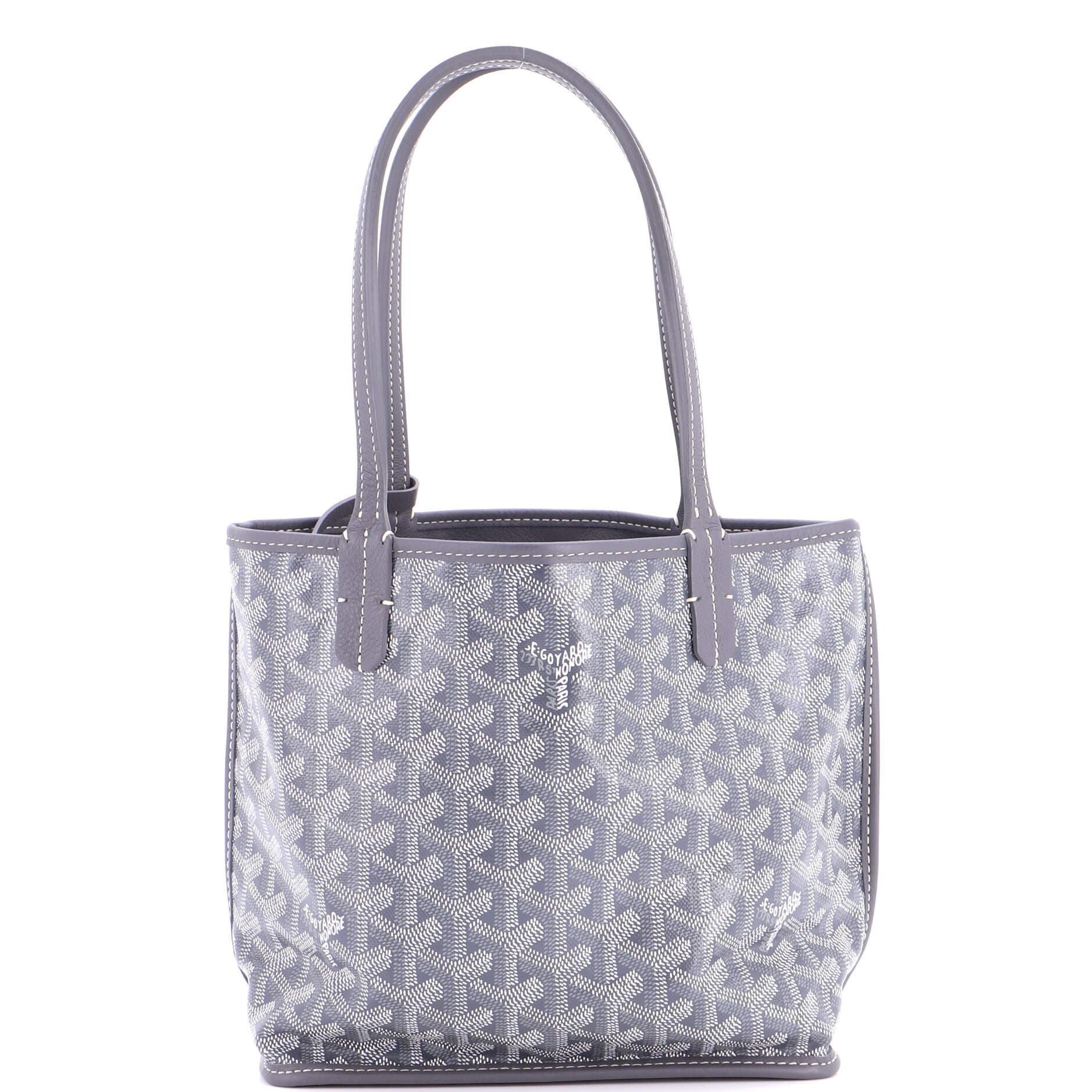 Pre-Owned Goyard Anjou Reversible Tote Coated Canvas Mini, Main, color, Gray