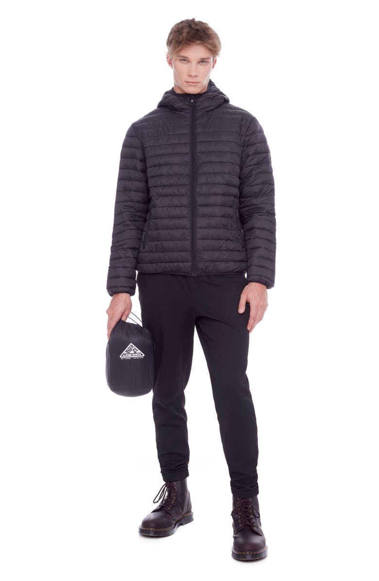 Alpine North YOHO MEN'S - Vegan Down Lightweight Packable Puffer Jacket & Bag, Alternate, color, Black