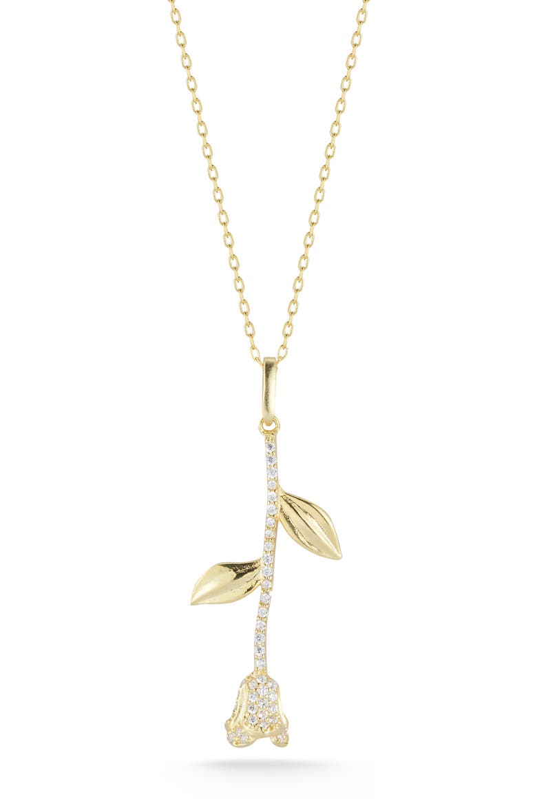 Pavé Rose Pendant Necklace, Main, color, GOLD