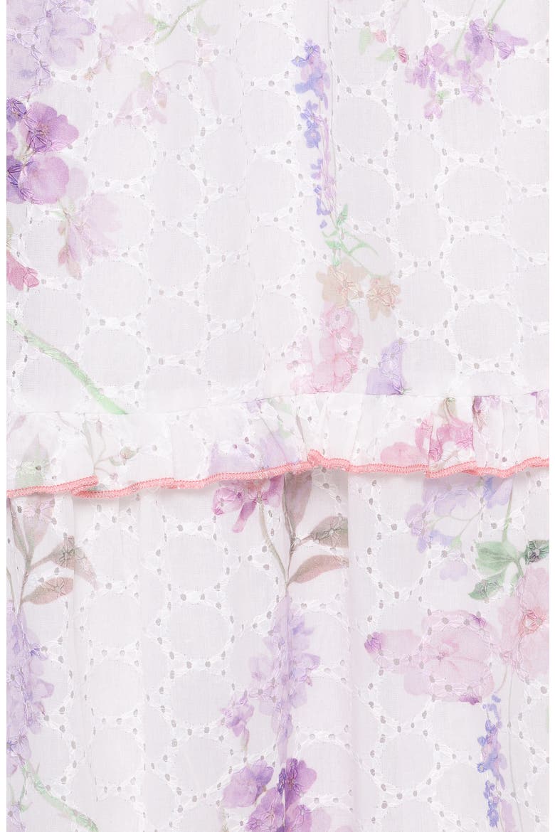 Aurelia Eyelet Tie Strap Tiered Maxi Dress, Alternate, color, PURPLE FLORAL