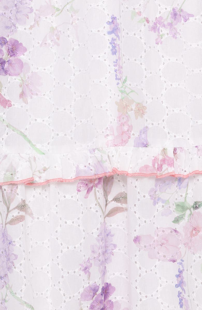 Petal & Pup Aurelia Eyelet Tie Strap Tiered Maxi Dress, Alternate, color, Purple Floral