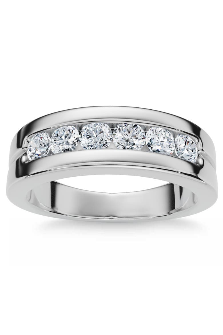 Men's 5/8Ct Diamond 6-Stone Polished Wedding Ring Lab Grown 10k Gold, Main, color, 10k White Gold