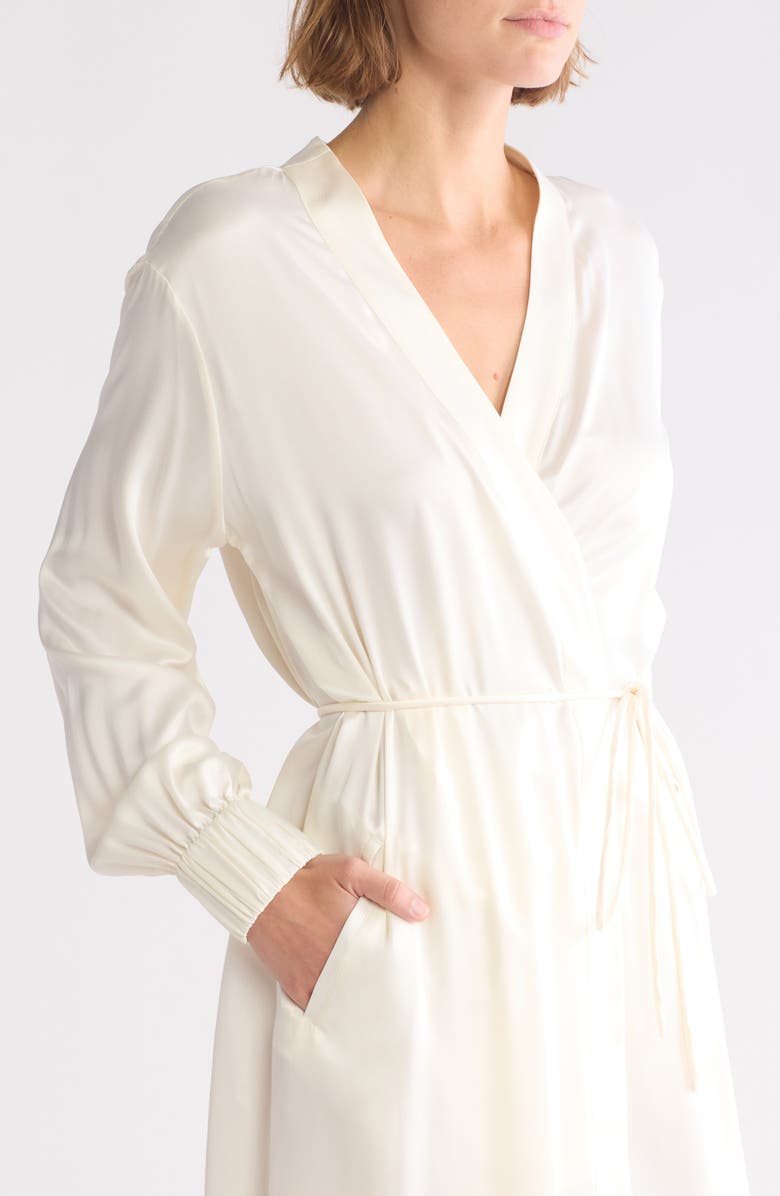 Lunya Washable Silk Long Robe, Alternate, color, Tranquil White