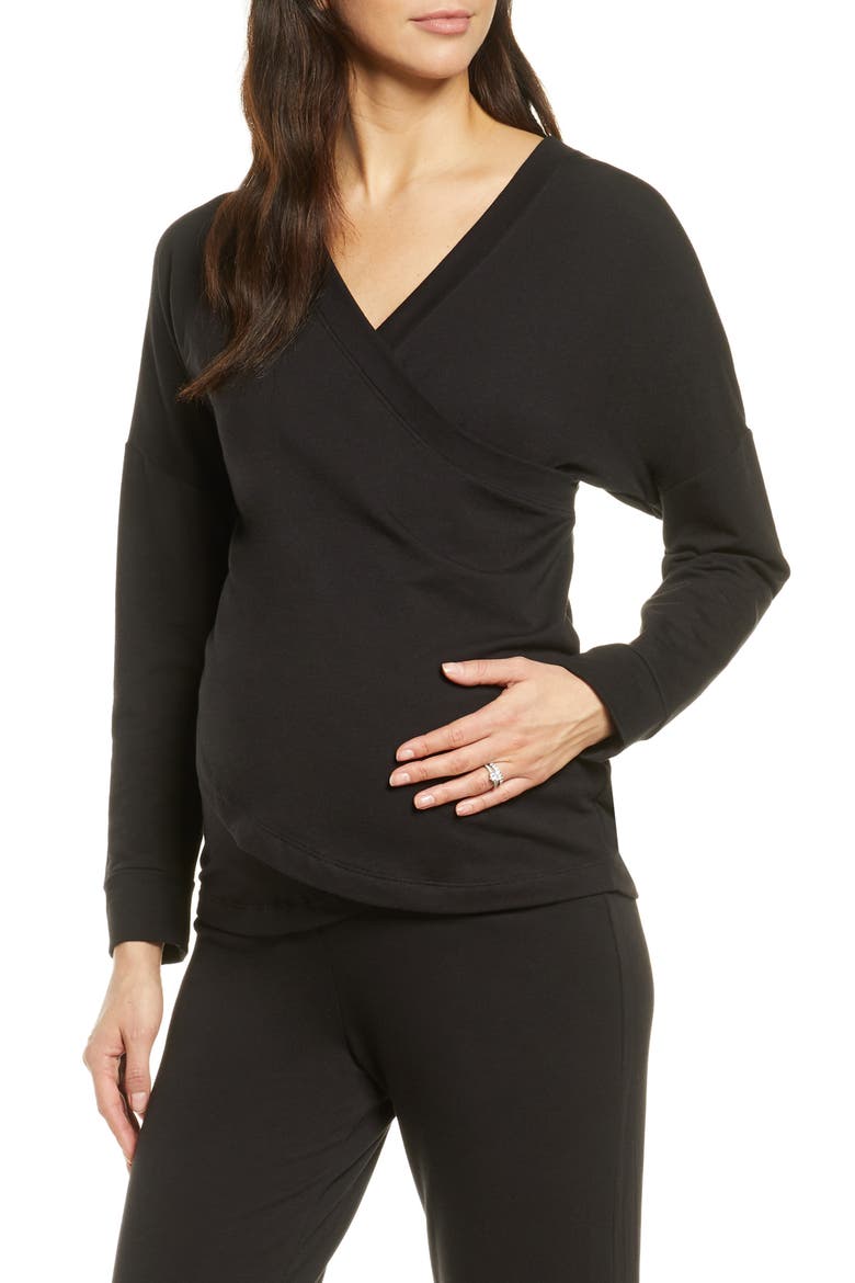 Athleisure Nursing/Maternity Top, Main, color, BLACK