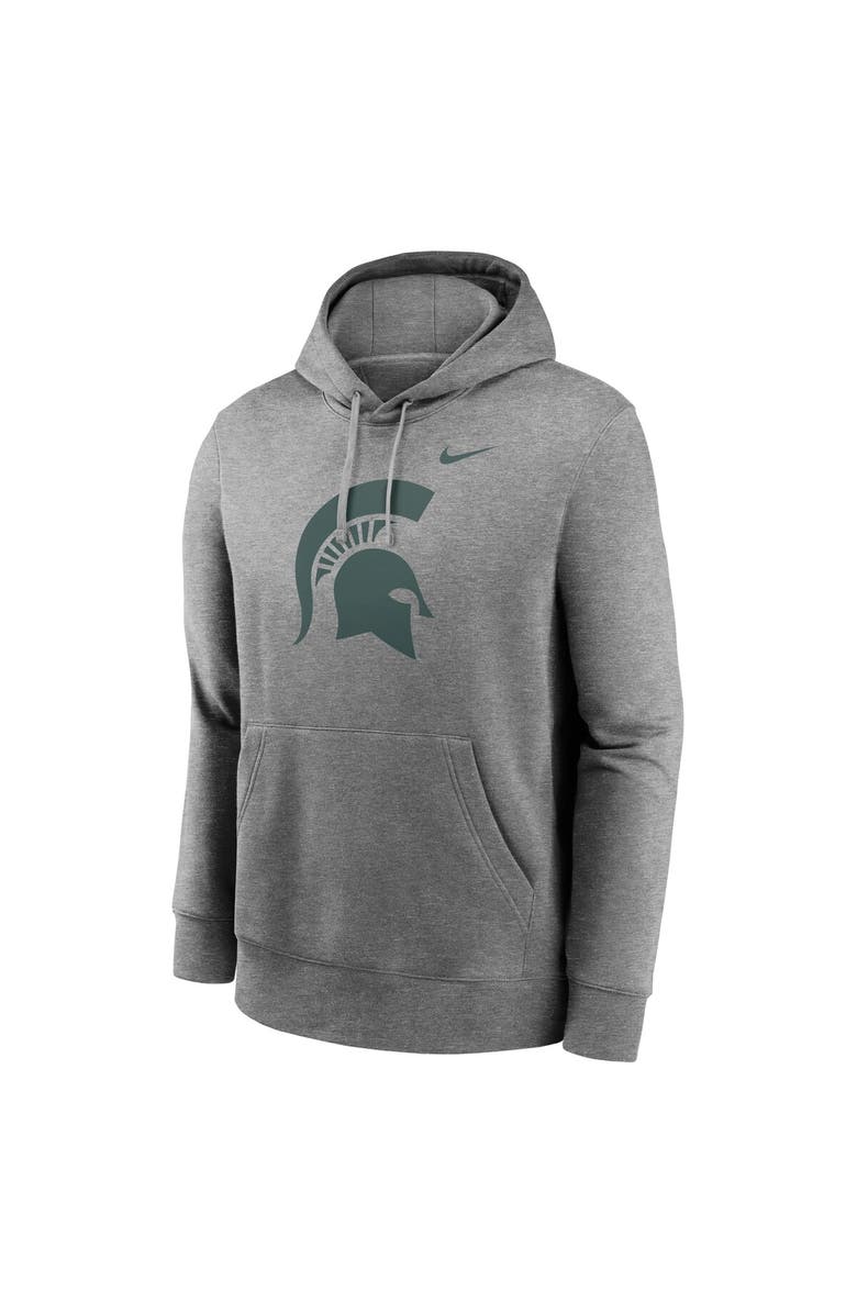 Nike Men's Nike Heather Gray Michigan State Spartans Primetime Evergreen Club Fleece Pullover Hoodie, Alternate, color, 