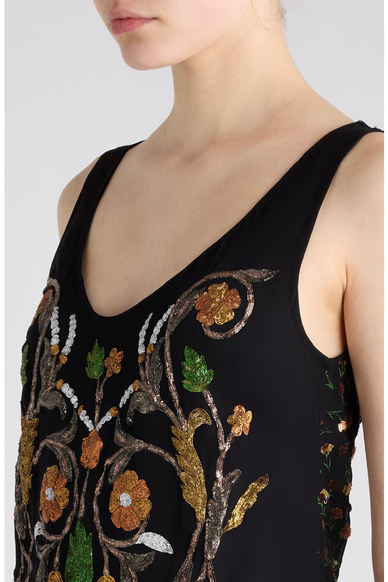Floral Embroidered Sleeveless Top, Alternate, color, BLACK