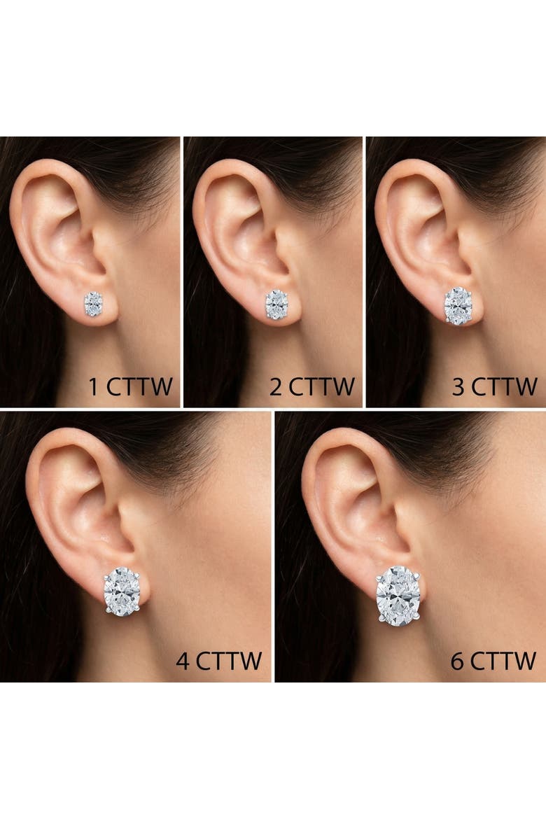 Oval Diamond Studs 14k Gold Lab Grown, Alternate, color, White Gold - 3Ct