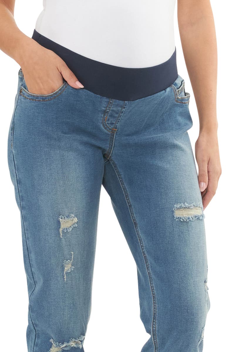 Ripe Maternity Baxter Ripped Maternity Boyfriend Jeans, Alternate, color, 