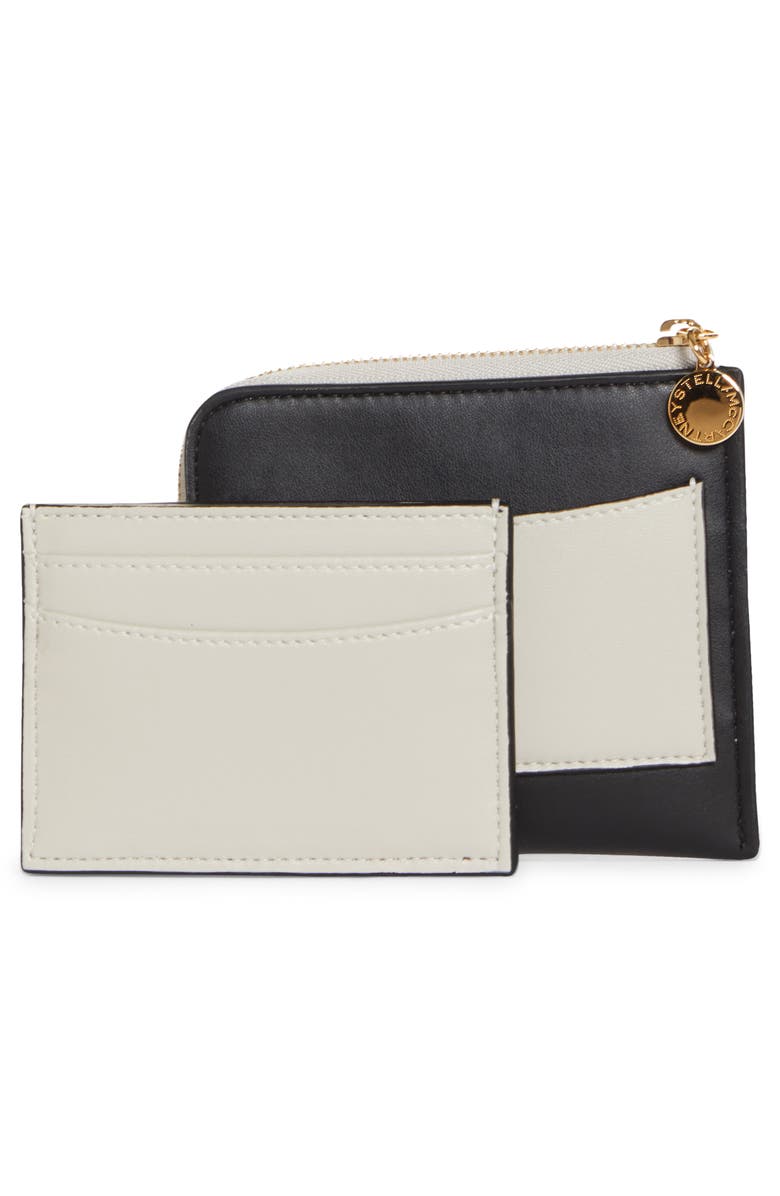 Stella McCartney Logo Faux Leather French Wallet with Removable Card Case, Alternate, color, 