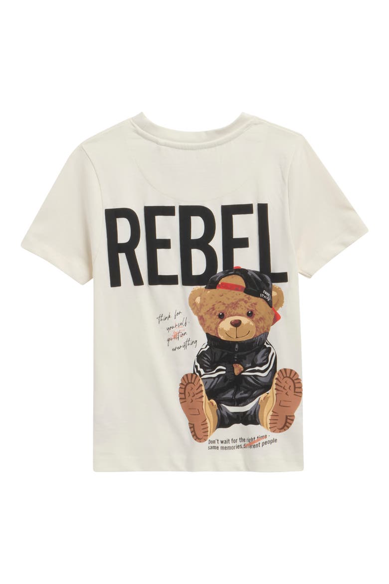 Kids' Rebel Bear Cotton Graphic T-Shirt, Alternate, color, CREAM