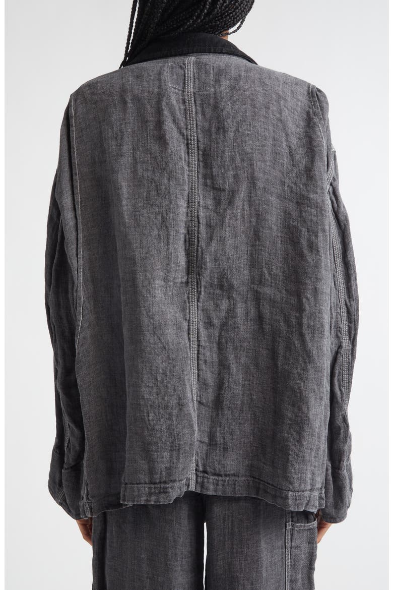 Relaxed Corduroy Collar Linen & Cotton Chore Jacket, Alternate, color, CHARCOAL GREY LINEN