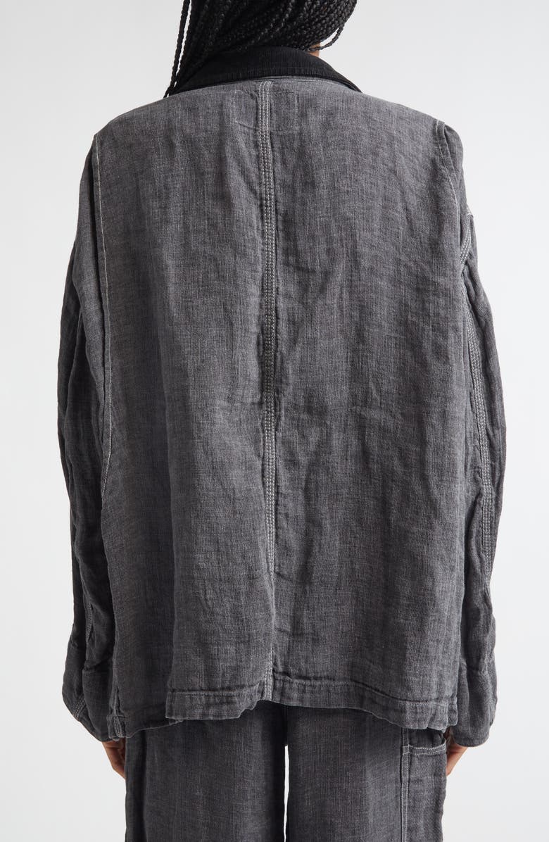 R13 Relaxed Corduroy Collar Linen & Cotton Chore Jacket, Alternate, color, Charcoal Grey Linen