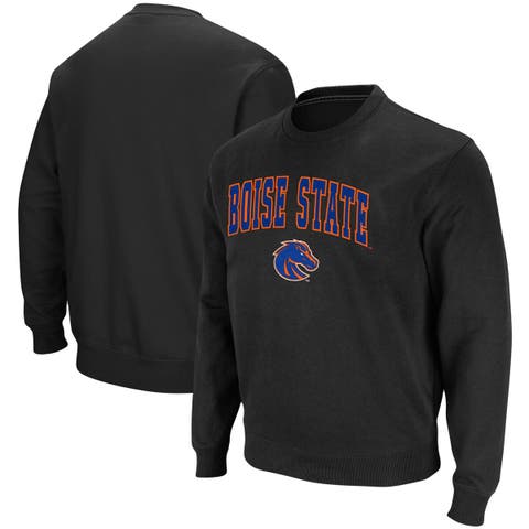 Men's Colosseum Black Boise State Broncos Arch & Logo Tackle Twill Pullover Sweatshirt