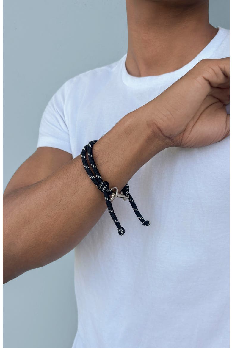 Men's Adjustable Cord Bracelet, Alternate, color, BLACK/ SILVER