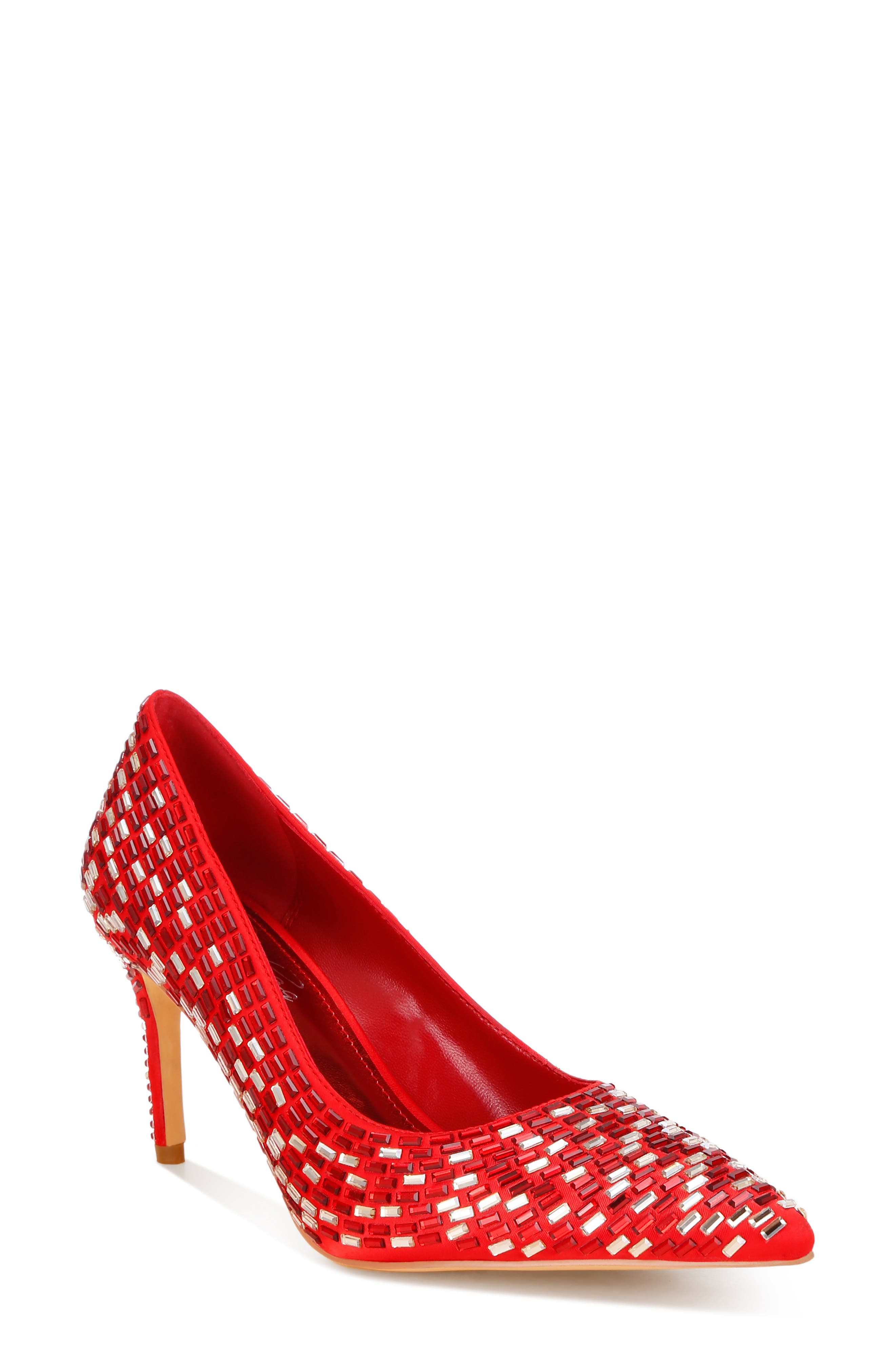 Elodie Mirrored Jewel Pump, Main, color, RED