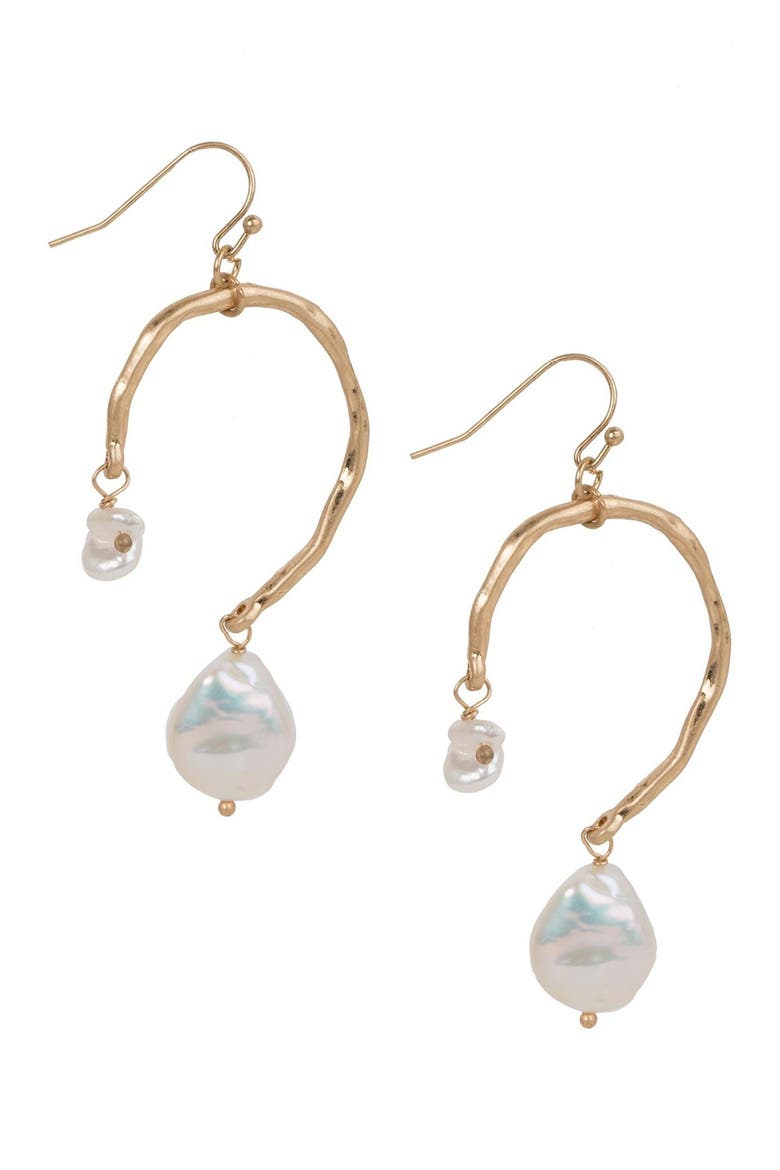 Freshwater Pearl 2-Piece Drop Earrings & Pendant Necklace Set, Alternate, color, GOLD