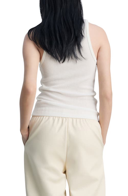 Mango Fine Rib Knit Tank In White