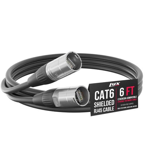 6 Feet Shielded CAT6 Ethercon Cable, Male to Male, Pro Audio & Lighting RJ45 Cable