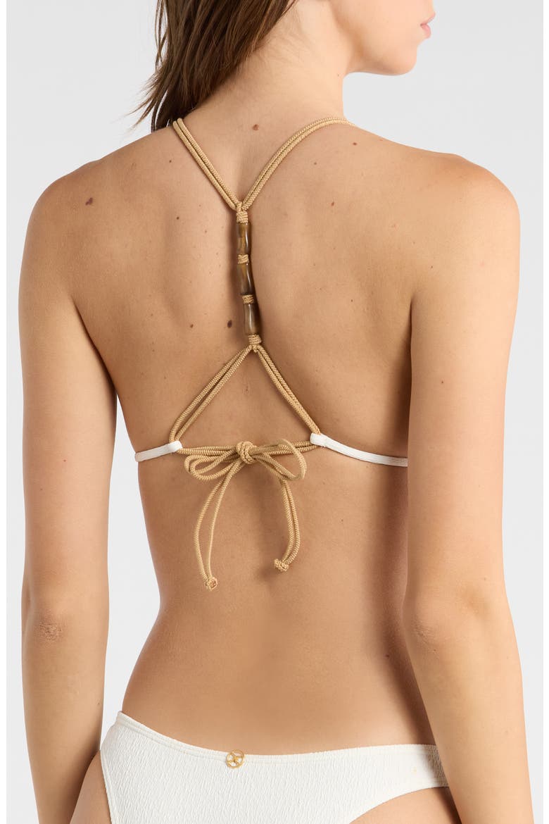 Firenze Crinkle T-Back Bikini Top, Alternate, color, WHITE