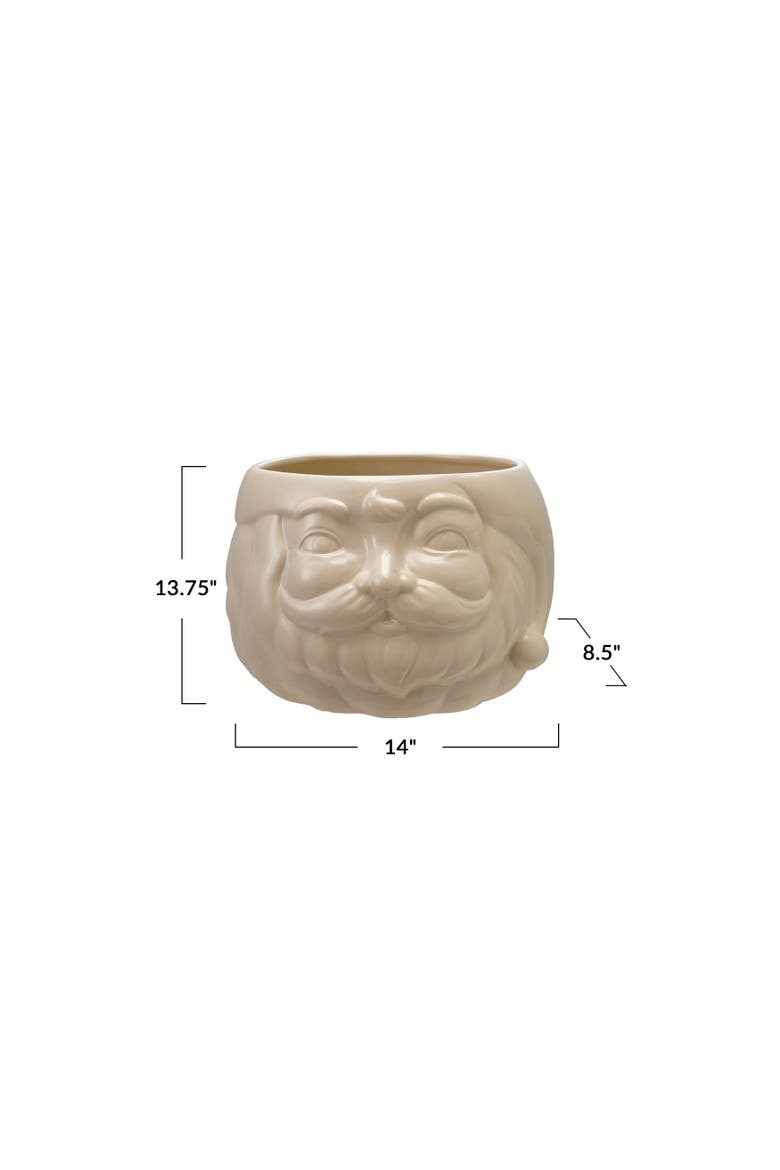 Stoneware Santa Head Bottle Cooler/Container, Alternate, color, White