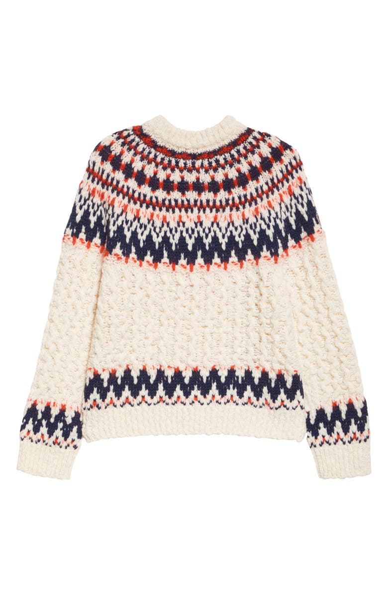 Moncler Grenoble Fair Isle Crewneck Sweater, Alternate, color, White