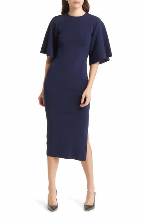 Lounia Fluted Sleeve Body-Con Sweater Dress