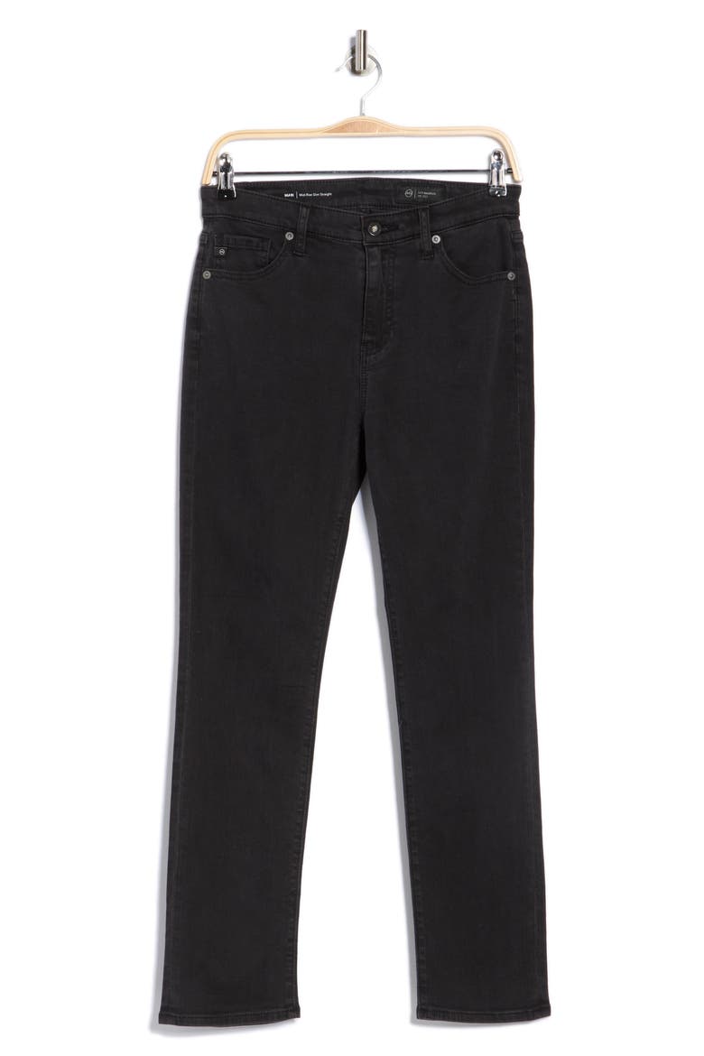 Mari Mid Rise Slim Straight Leg Jeans, Alternate, color, BLACK