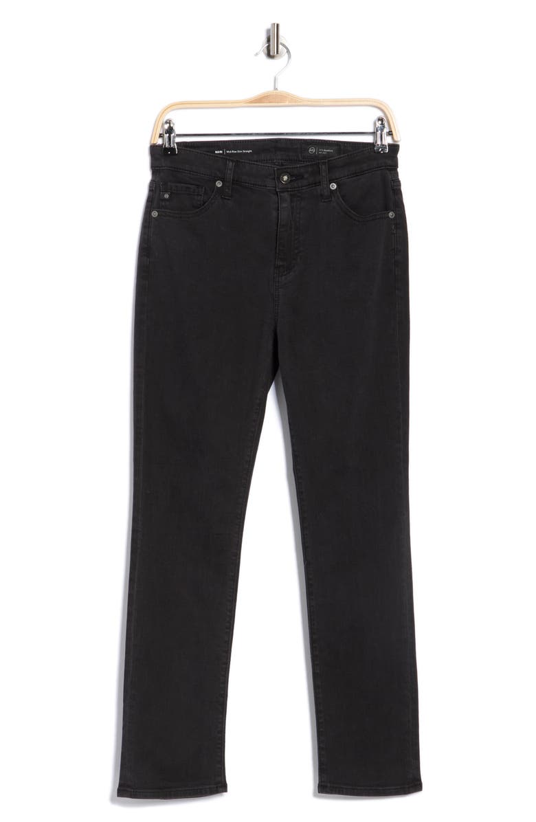 AG Mari Mid Rise Slim Straight Leg Jeans, Alternate, color, Black