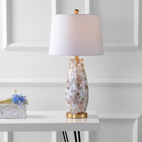 Jonathan Y Jocelyn 28" Seashell Led Table Lamp, Natural In Natural/brass Gold