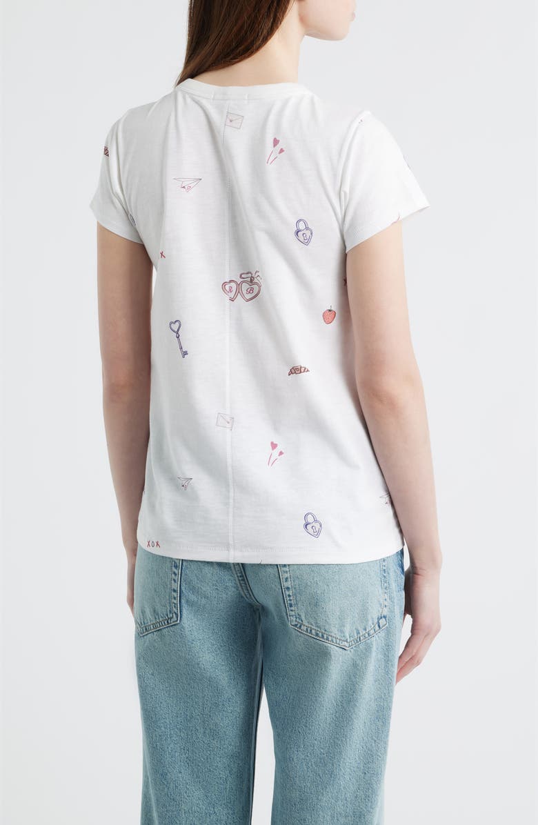 rag & bone Valentine Print Pima Cotton T-Shirt, Alternate, color, White Multi