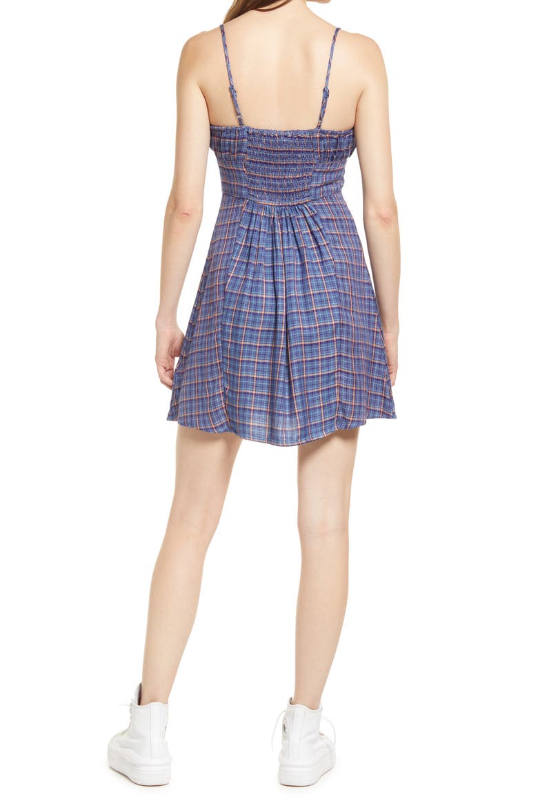 Kamaryn Tie Front Minidress, Alternate, color, BLUE