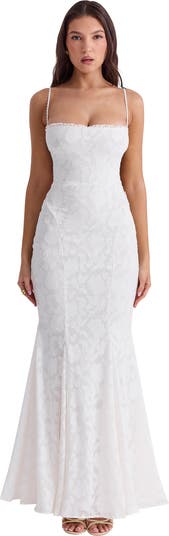 Joan Floral Appliqué Mermaid Gown