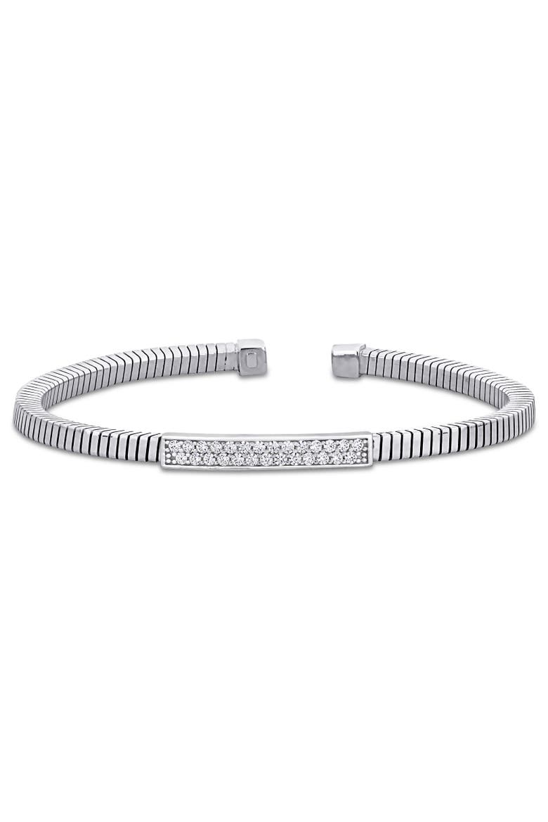 Cluster Bar Open Bangle Bracelet Sterling Silver, Main, color, Sterling Silver