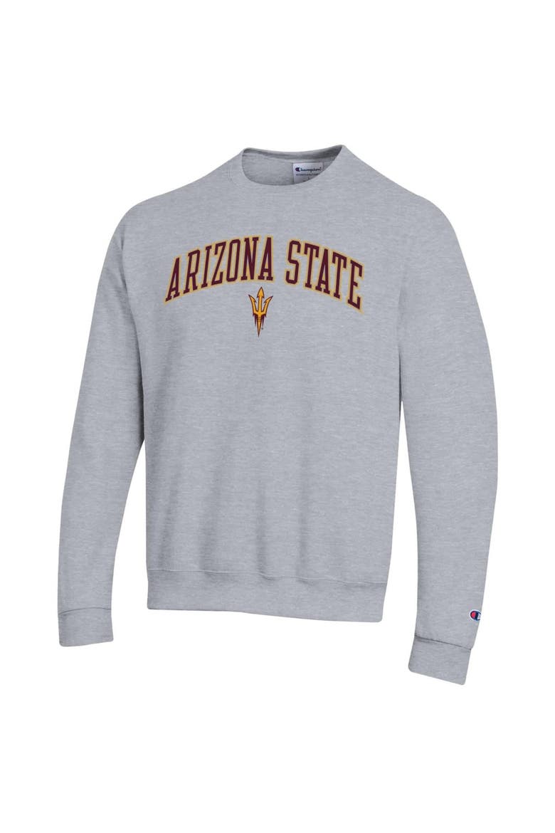 Men's Champion  Heather Gray Arizona State Sun Devils Arch Over Logo Pullover Sweatshirt, Alternate, color, Heather Gray