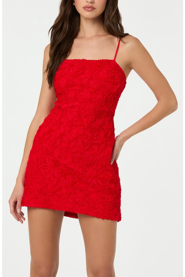 3D Floral Minidress, Alternate, color, RED