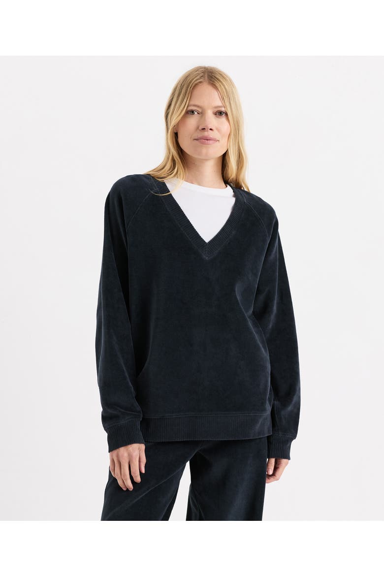 Organic Cotton Pure Velour Oversized Sweatshirt, Main, color, Midnight Blue