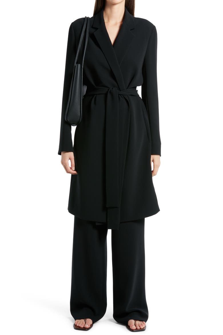 Harri Belted Three-Quarter Coat, Alternate, color, BLACK