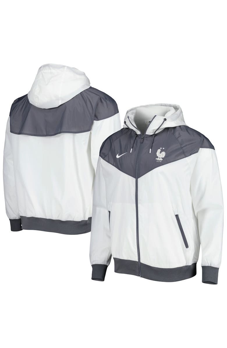 Nike Men's Nike White France National Team Windrunner Raglan Full-Zip Hoodie, Main, color,