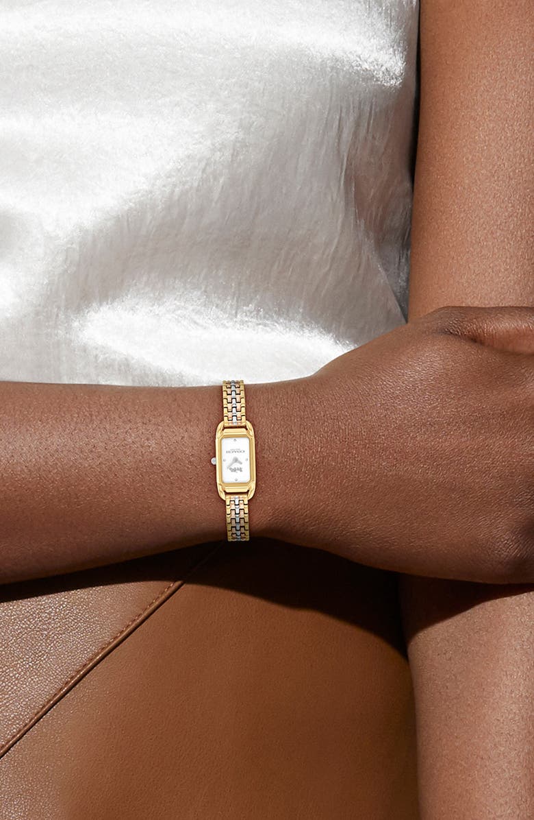 COACH Cadie Bracelet Watch; 17.5mm x 28.5mm, Alternate, color, Silver White